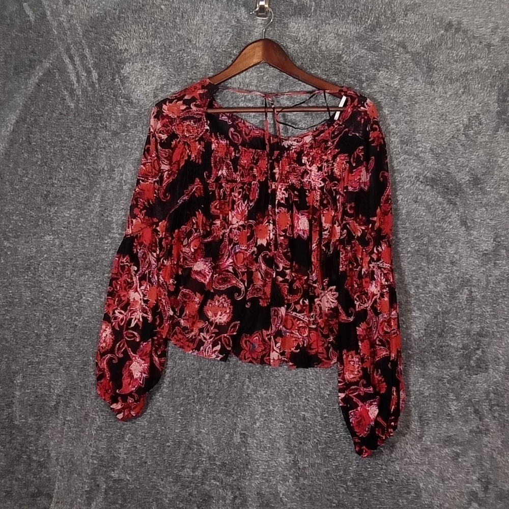 Free People up for nothing cropped boho festival country blouse women's S